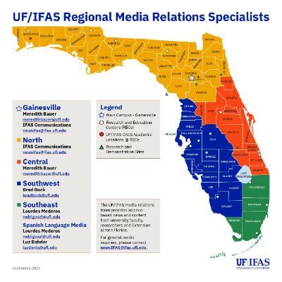 names and contact information for UF IFAS media specialists