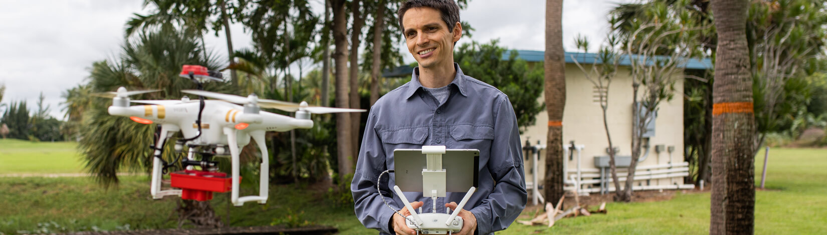 Adam Benjamin using a Research Drone -  Ft. Lauderdale Research and Education Center